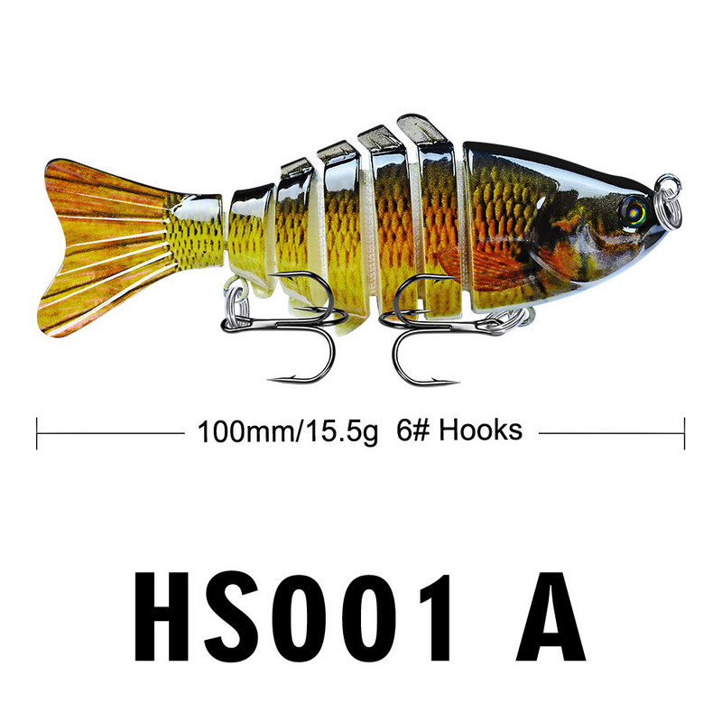1 tk 10 cm 15 g 7-osalised Swimbait haugi voblerid Crankbait kalapüügi lant, mitme liigendiga kõva söödavarustus bassi jaoks