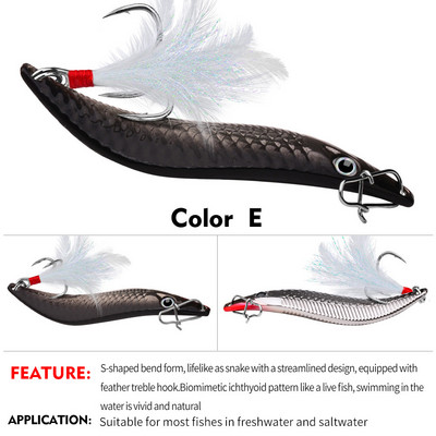 1Τμ 7g 10g 15g 20g Metal VIB Spinners Spoon Lures Artificial Bait with Feather Hook Νυχτερινό εργαλείο ψαρέματος για μπάσο