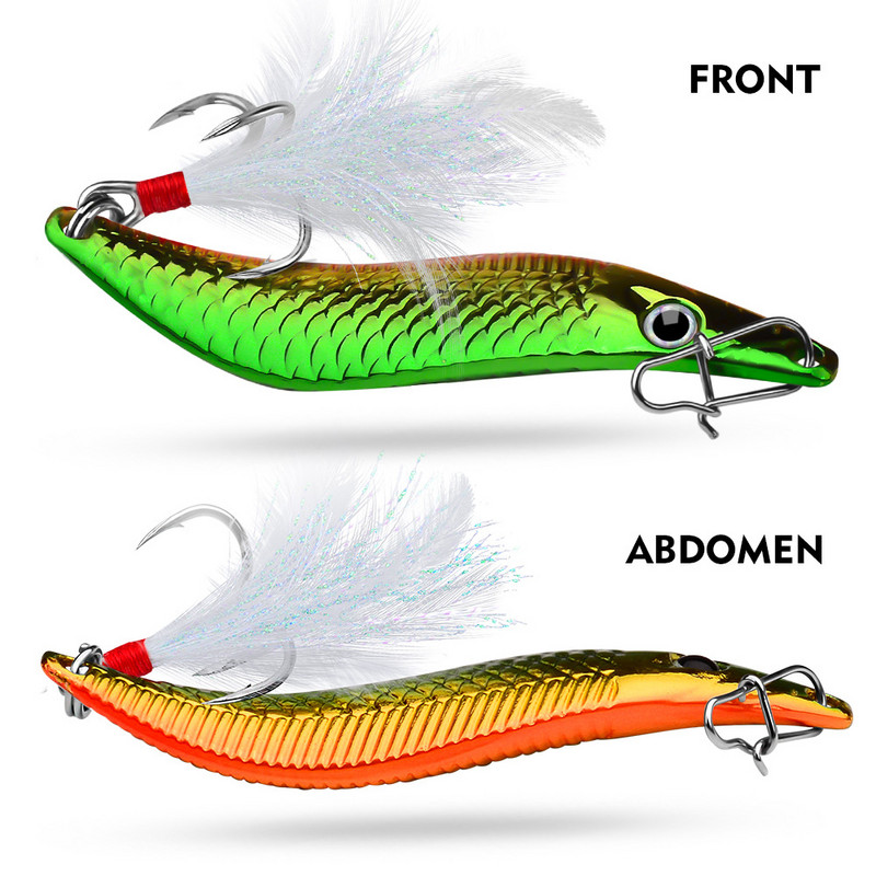 1Τμ 7g 10g 15g 20g Metal VIB Spinners Spoon Lures Artificial Bait with Feather Hook Νυχτερινό εργαλείο ψαρέματος για μπάσο