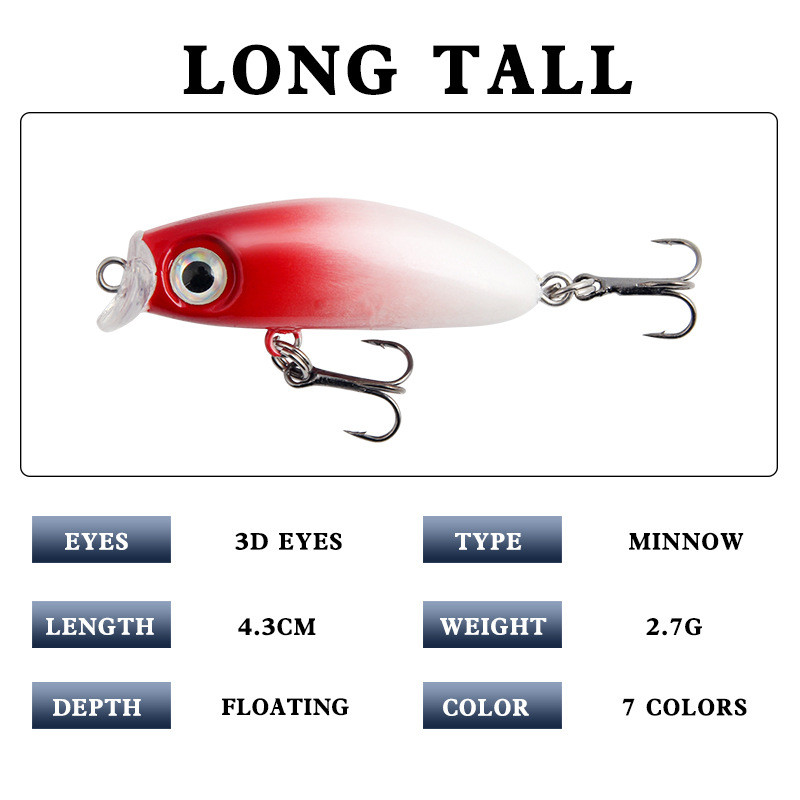 Mini plaukiojantys Minnow vobleriai žvejybos masalai 4,3 cm/3g upėtakis Dirbtinis plastikas Hard Bait Jerkbait Crankbait Bass žvejybos reikmenys