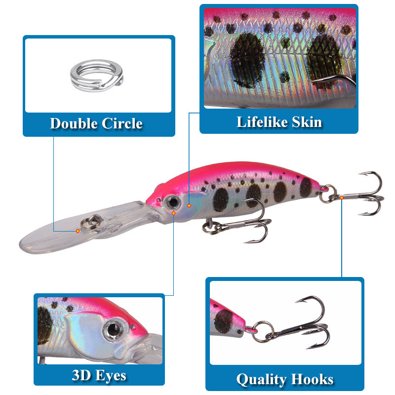 1 τεμ. Floating Deep Diving Minnow Fishing Lure 10cm 7,5g Crank Wobblers Isca Artificial Bait Treble Hooks Tackle Bass Crankbait