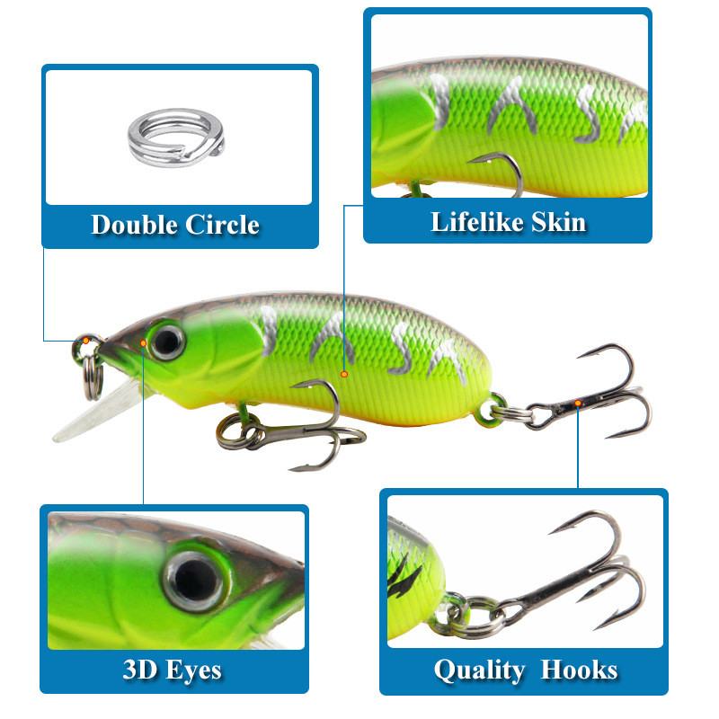 1vnt Minnow žvejybos masalas 5,3 cm 7,8 g plūduriuojantis kietas dirbtinis masalas lydekai ešeriai upėtakiai vobleriai žūklės reikmenys