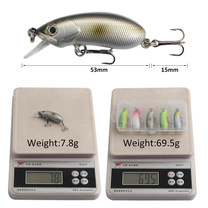 1vnt Minnow žvejybos masalas 5,3 cm 7,8 g plūduriuojantis kietas dirbtinis masalas lydekai ešeriai upėtakiai vobleriai žūklės reikmenys