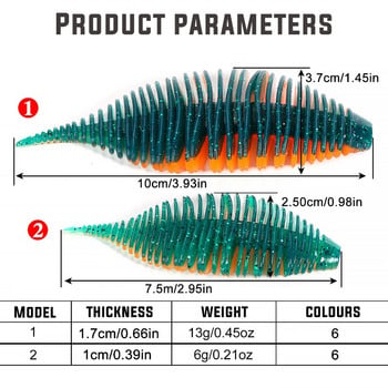 Sougayilang 5PCS Риболовна примамка Духало Gill Worm Риболовна примамка 10cm/13g 7.5cm/6g Ларва мека стръв за шаран бас щука риболов Pesca