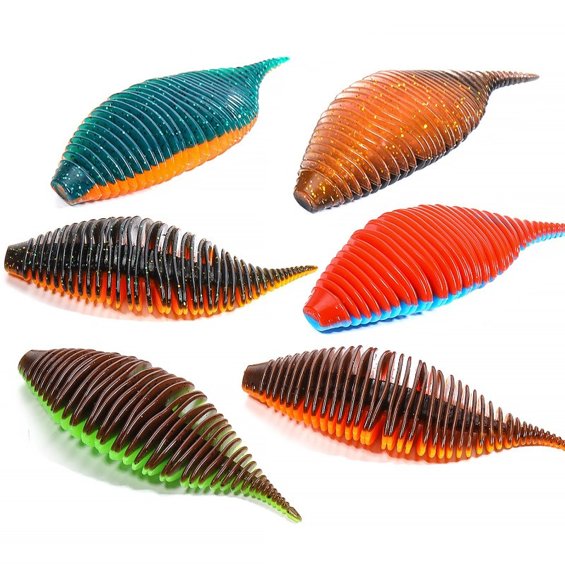 Sougayilang 5PCS žvejybos masalas dumplės Gill Worm žvejybos masalas 10cm/13g 7,5cm/6g Larva Minkštas masalas karpių ešerių lydekų žvejybai Pesca