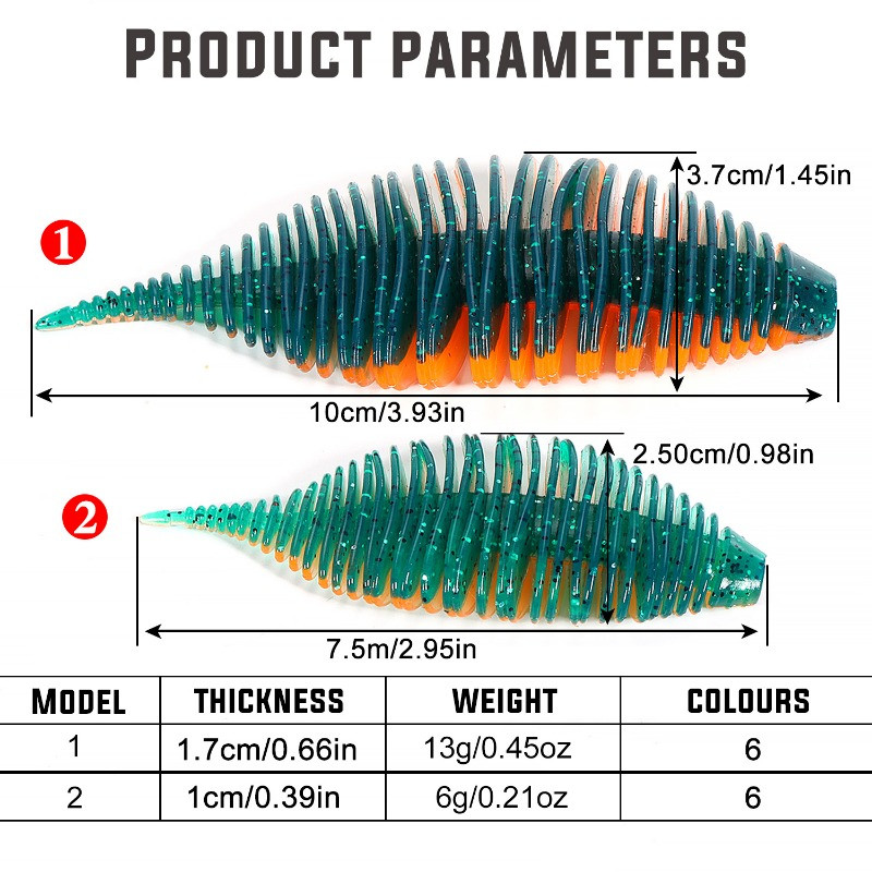 Sougayilang 5PCS žvejybos masalas dumplės Gill Worm žvejybos masalas 10cm/13g 7,5cm/6g Larva Minkštas masalas karpių ešerių lydekų žvejybai Pesca