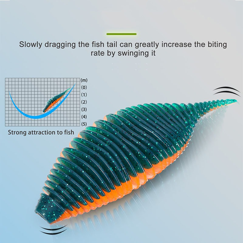 Sougayilang 5PCS žvejybos masalas dumplės Gill Worm žvejybos masalas 10cm/13g 7,5cm/6g Larva Minkštas masalas karpių ešerių lydekų žvejybai Pesca