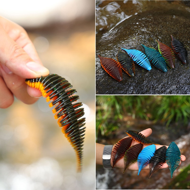 Sougayilang 5PCS žvejybos masalas dumplės Gill Worm žvejybos masalas 10cm/13g 7,5cm/6g Larva Minkštas masalas karpių ešerių lydekų žvejybai Pesca