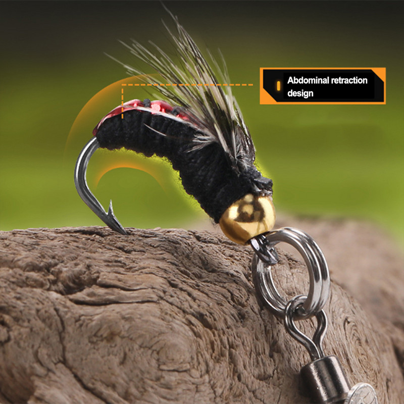 5tk Kärbsekonksud Kärbsed Putukate peibutussööt Kärbsepüügi peibutussööt Litrid Kalakonks Forell Nymph Kärbsepüügi peibutis Looduslik putukate sööt