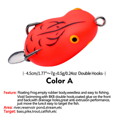 PROBEROS 1Vnt Minkštas varlės masalas 4,5cm-7g Besisukantis silikoninis žūklės masalas Plaukiojantis guminis vobleris su blizgučiais Swimbait Topwater Isca