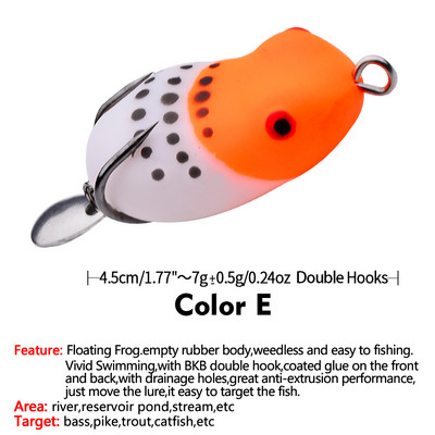 PROBEROS 1Vnt Minkštas varlės masalas 4,5cm-7g Besisukantis silikoninis žūklės masalas Plaukiojantis guminis vobleris su blizgučiais Swimbait Topwater Isca