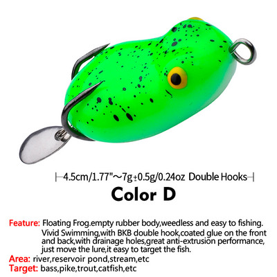 PROBEROS 1Vnt Minkštas varlės masalas 4,5cm-7g Besisukantis silikoninis žūklės masalas Plaukiojantis guminis vobleris su blizgučiais Swimbait Topwater Isca