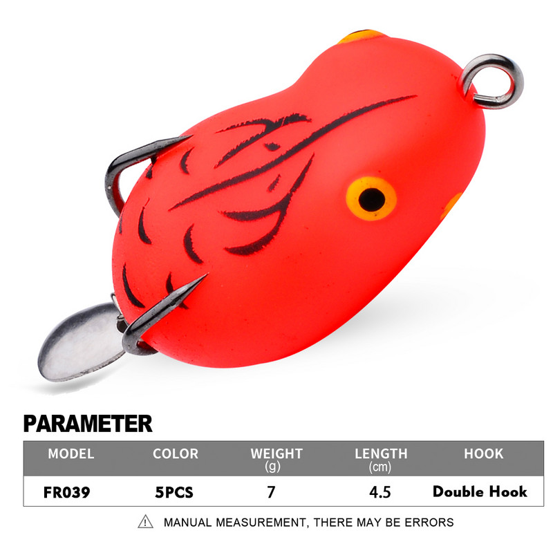 PROBEROS 1Vnt Minkštas varlės masalas 4,5cm-7g Besisukantis silikoninis žūklės masalas Plaukiojantis guminis vobleris su blizgučiais Swimbait Topwater Isca