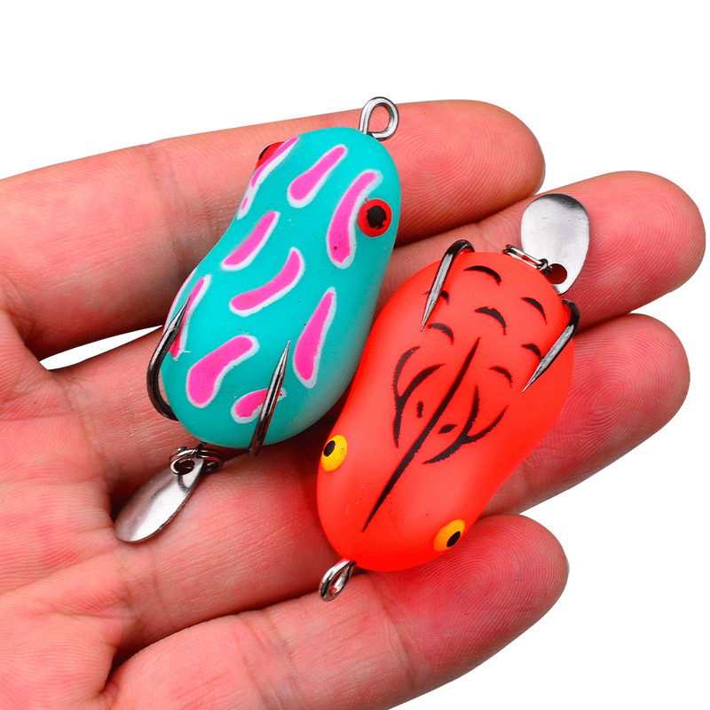 PROBEROS 1Vnt Minkštas varlės masalas 4,5cm-7g Besisukantis silikoninis žūklės masalas Plaukiojantis guminis vobleris su blizgučiais Swimbait Topwater Isca