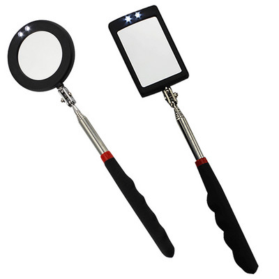 Portable Telescoping Flexible Head Inspection Mirror With LED Light Adjustable 360 Degree Swivel Viewing Auto Hand Tools