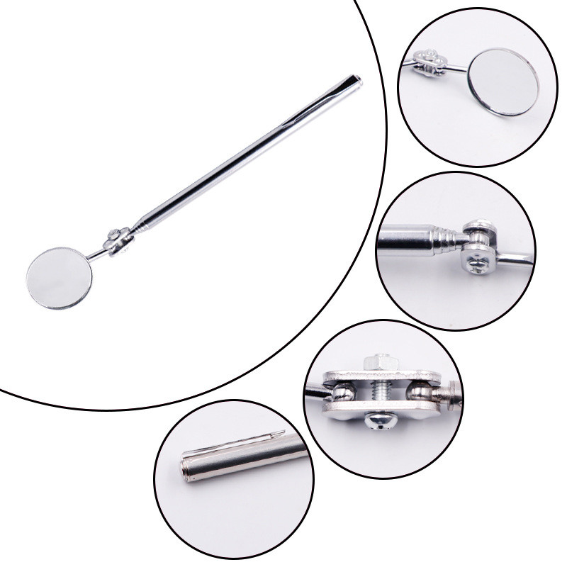 50 mm/30 mm skersmens nerūdijančio plieno automobilio teleskopinio veidrodžio aptikimo objektyvo apžiūros apvalaus veidrodžio 360 taisymo įrankiai mechanikui