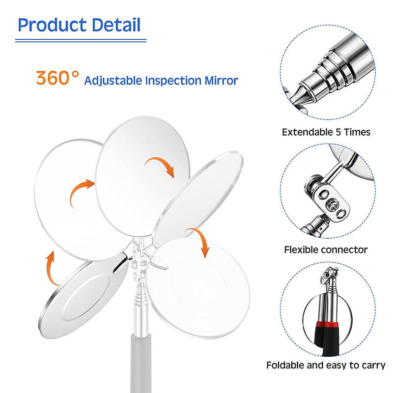 Autós teleszkópos tükör 50 mm-es ellenőrző tükör autós teleszkópos érzékelő lencse vizsgálati kör reflektor tükör 360 javítóeszköz