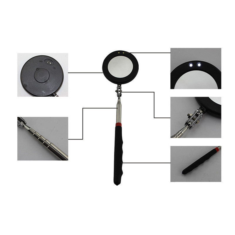 Sklopivo ogledalo Univerzalni endoskopski alat za otkrivanje nedostataka s 2 LED svjetla Ogledalo za pregled 360 stupnjeva rotirajući alat za otkrivanje automobila