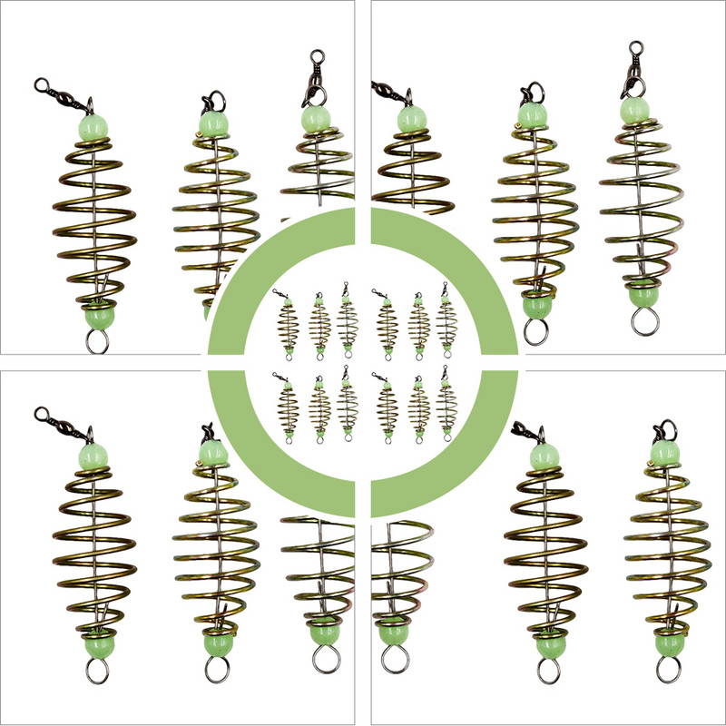 12 tk mähisega püügiriistad Püügisööda puur söötja korvihoidik kalapüügisööt Vedrupeibutis õngepuur Püügivedru