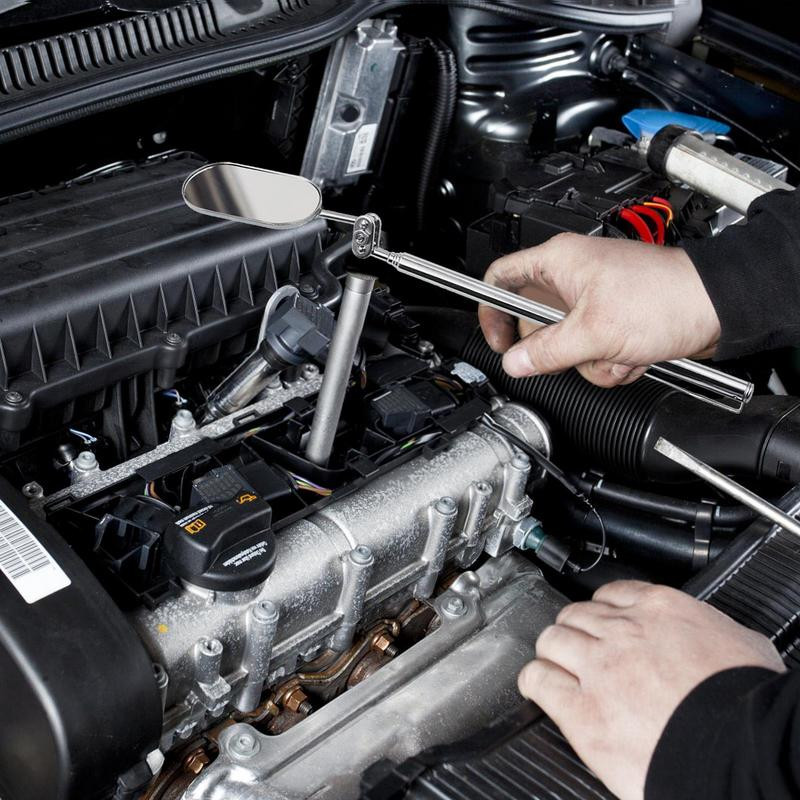 Mehaanika peegel 360-kraadine pööratav pea koos LED-valgusega teleskoopkäepidemega auto remondi- ja hooldustarvikute jaoks