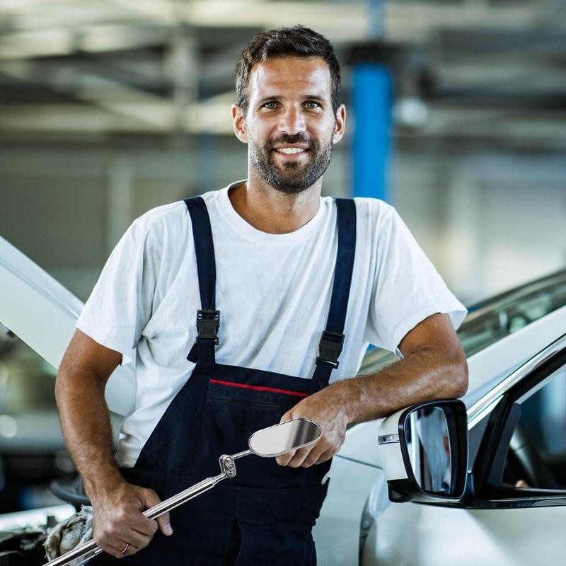 Mehaanika peegel 360-kraadine pööratav pea koos LED-valgusega teleskoopkäepidemega auto remondi- ja hooldustarvikute jaoks