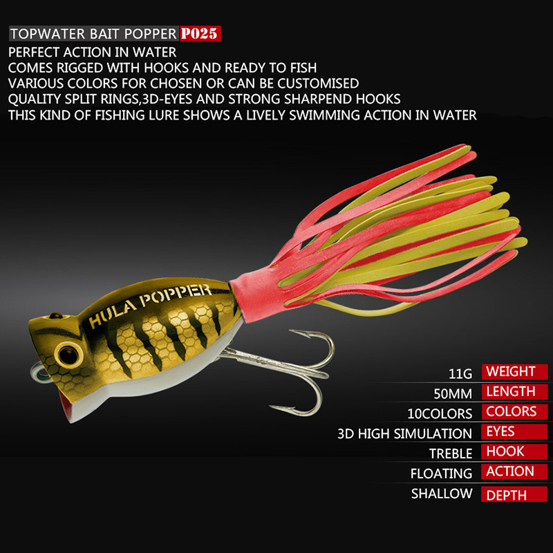 Fixi Popper žvejybos masalai Topwater 50mm 11g plastikiniai Jerkbait dirbtiniai kieto masalo vobleriai Swimbait upėtakių ešerių karpiams žvejoti