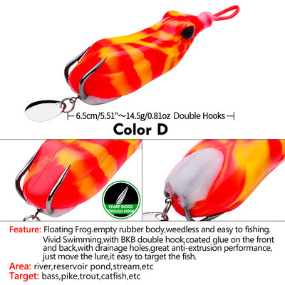 1 db puha békacsali 6,5 cm-14,5 g lebegő horgászcsali szilikon wobbler pergető Topwater Swimbait horgászfelszerelés