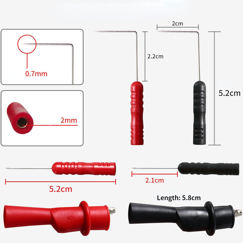 0,7 mm bandymo zondo kaiščiai Neardomosios izoliacijos vielos vėrimo adata nerūdijančio plieno galinis zondo kaiščiai Antgalis Multimetro zondai