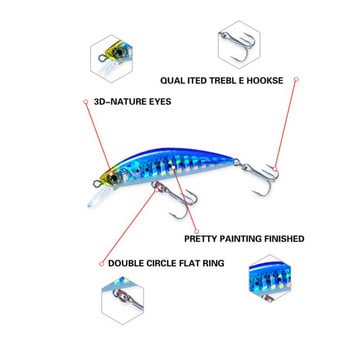 1 бр. Риболовна примамка 50 mm 6 g Minnow Crankbait Воблери 3D очи Костур Изкуствена стръв Щука Шаран Стръв SwimBait Риболовни аксесоари