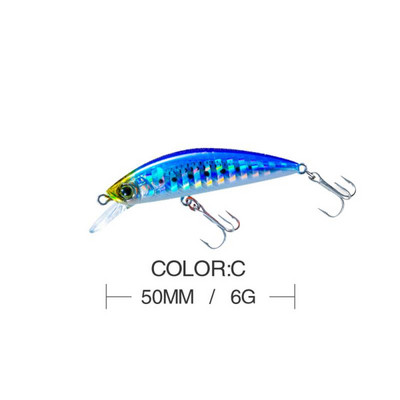 1vnt Žvejybos masalas 50mm 6g Minnow Crankbait Vobleriai 3D Eyes Eešerio dirbtinis masalas Lydekos karpių masalas SwimBait žvejybos reikmenys