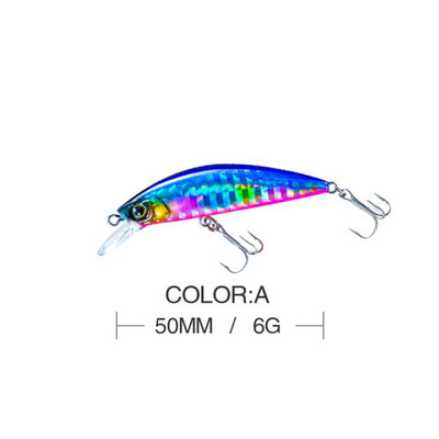1vnt Žvejybos masalas 50mm 6g Minnow Crankbait Vobleriai 3D Eyes Eešerio dirbtinis masalas Lydekos karpių masalas SwimBait žvejybos reikmenys