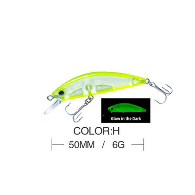 1vnt Žvejybos masalas 50mm 6g Minnow Crankbait Vobleriai 3D Eyes Eešerio dirbtinis masalas Lydekos karpių masalas SwimBait žvejybos reikmenys