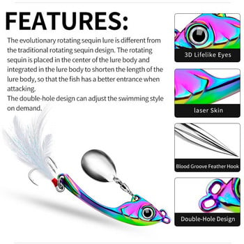 Метална въртяща се примамка VIB Tail Long Cast Bait Spoon For Bass Trout Pike Сладководни соленоводни примамки за зимен риболов Риболовен аксесоар