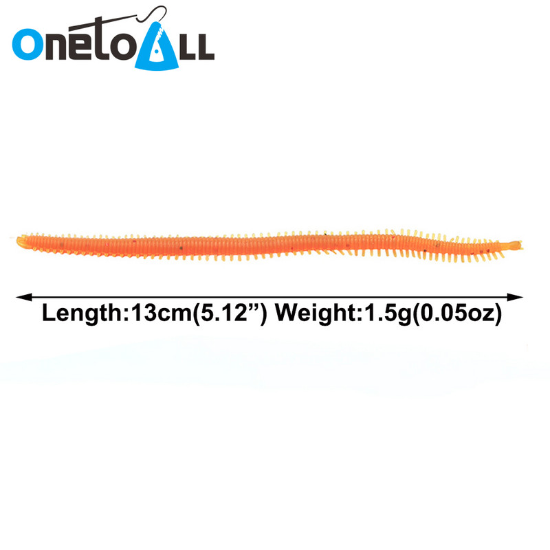 OnetoAll 20PCs 13cm Artificial Centipedes Lifelike Earthworm Μαλακό δόλωμα σκουλήκι Δόλωμα Κυπρίνος Μπάσο σιλικόνη πλαστικό ψάρεμα Swimbait