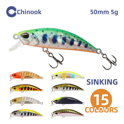 CHINOOK Micro mini grimstošie Minnow vobleri makšķerēšanas mānekļi 50 mm 5 g mākslīgā cietā ēsma Jerkbait Crankbait Bass makšķerēšanas piederumi