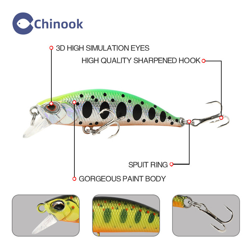 CHINOOK Micro mini tonući minnow vobleri mamci za pecanje 50 mm 5 g Umjetni tvrdi mamac Jerkbait Crankbait pribor za pecanje bas