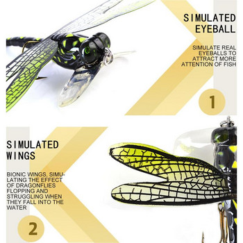 6G 7.5CM Topwater Dragonfly Flies Insect Fly Fishing Lure Trout Popper Воблери с изкуствена стръв за тролинг Твърда примамка 1 бр.