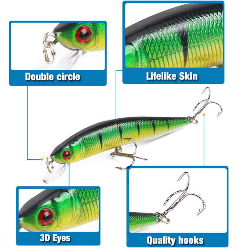Nalucă de pescuit BearkingMinnow Momeală artificială tare cu laser Ochi 3D 10 cm 14,5 g Naluci de pescuit Crankbait Minnows