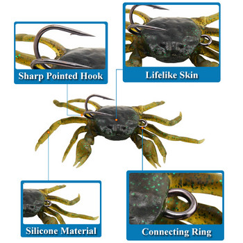 2023 Силиконова мека стръв 3D симулация на стръв за раци с кука Принадлежности за стръв за морски риболов Риболовни примамки Мека стръв за риба с остри куки