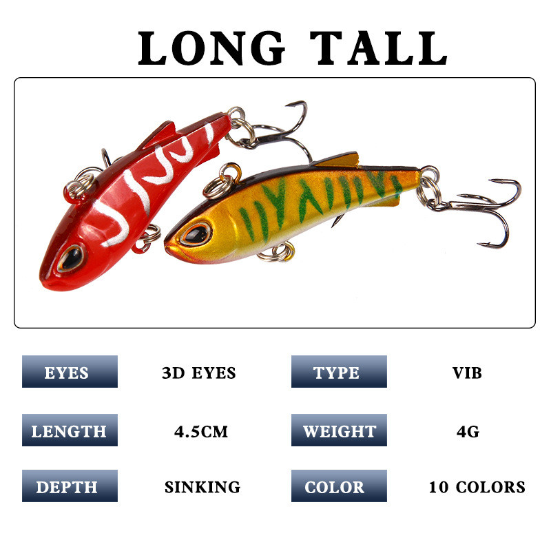 1tk uppuv Mini VIB kalastuslant 4,5cm 4g vibratsiooniga kunstsöödad talvised jääpüügi voblerid Bass Crankbait kalastustarbed