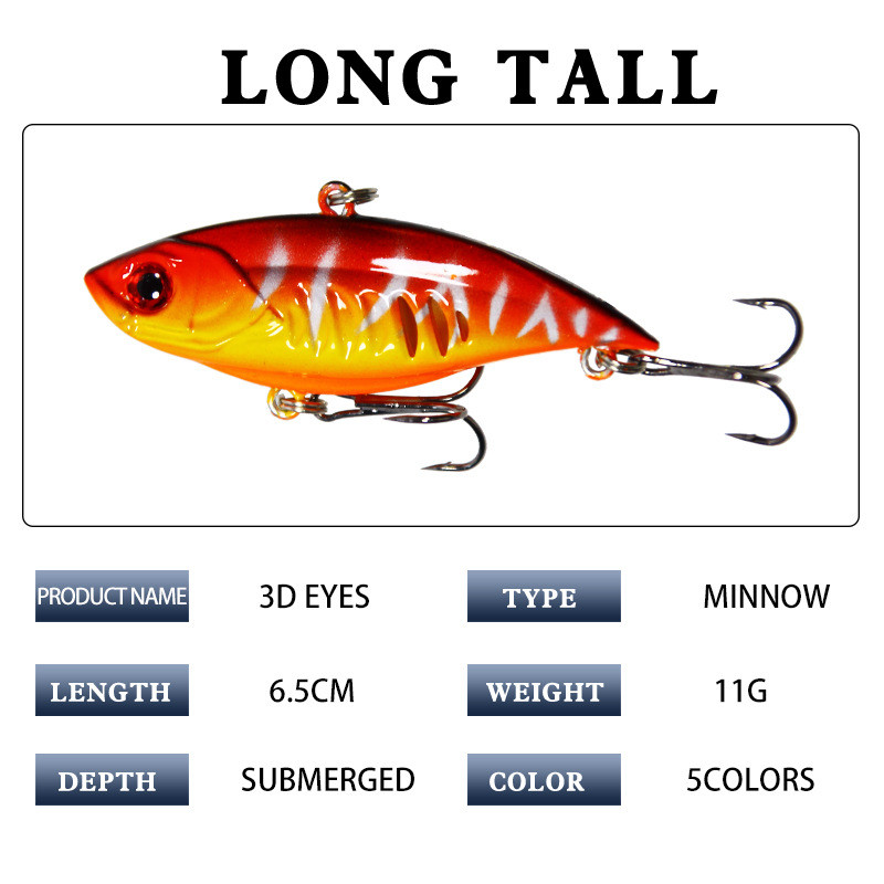 11G/65mm kietas žūklės masalas VIB Rattlin Hook Fishing Vibra Rattlin Hooktion jaukas Alkūninis dirbtinis voblerio masalas