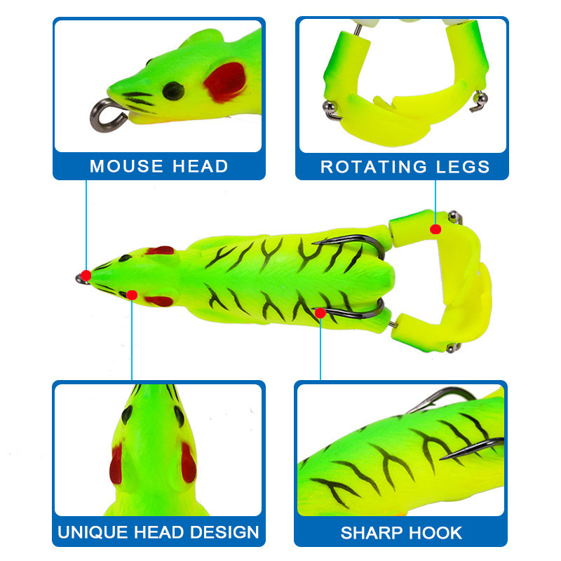 Propeller Mouse püügilant Whopper Plopper Bionic Bait 95mm 11,8g Simulation Mouse püügilant Pehme CrankBait Minnow lant