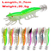 Šviečiantys kalmarų kėgliai buteliuose sprogstamasis kabliukas medinis krevečių masalas Minkštas pėdas Eging Jigging gyvenimiškas imitacinis aštuonkojis su garso kamuoliuku