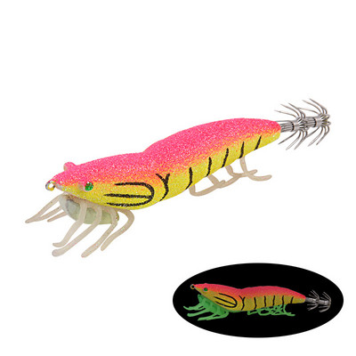 Šviečiantys kalmarų kėgliai buteliuose sprogstamasis kabliukas medinis krevečių masalas Minkštas pėdas Eging Jigging gyvenimiškas imitacinis aštuonkojis su garso kamuoliuku