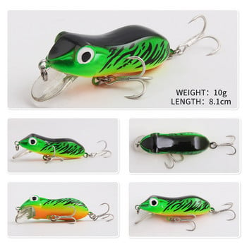 81mm/10g Bionic Frog Fishing Lures Topwater Hard Fish Wobbler Изкуствена риболовна манивела Bait Плаващи риболовни принадлежности