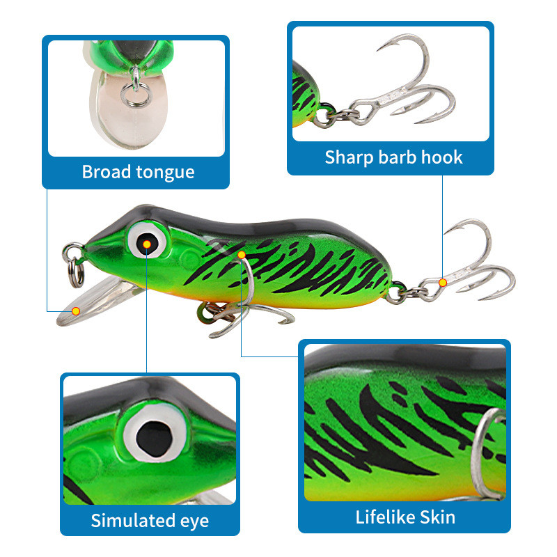 81mm/10g Bionic Frog Fishing Lures Topwater Hard Fish Wobbler Artificial Fishing Crank Bait Floating Fishing Tacking