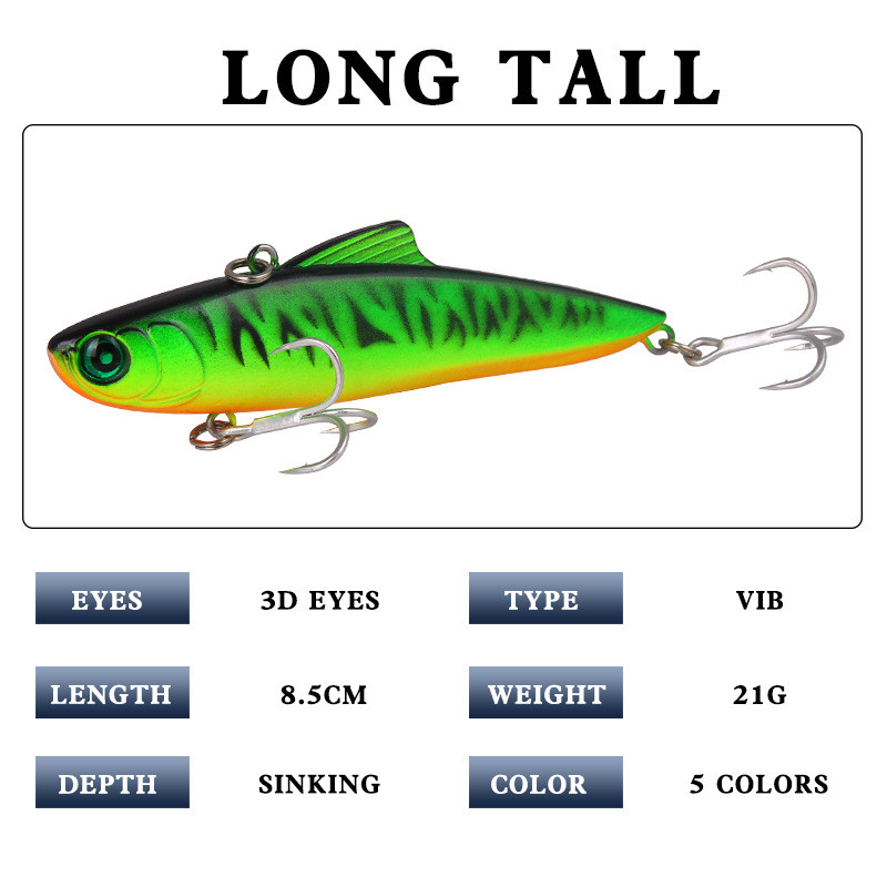 Horgászcsalik VIB 1db 8,5cm 21g Laser Long Casting Rattlin Wobblerek Winter Ice Hard Crankbait Vibration Pesca Pike Carp Tackle