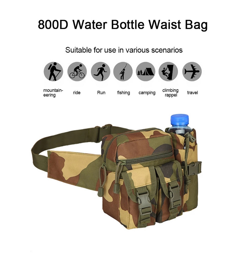 Vanjska taktička muška torbica oko struka, najlonska torbica za planinarenje, vodootporna Molle kamuflažna torba za pojas za planinarenje, kampiranje