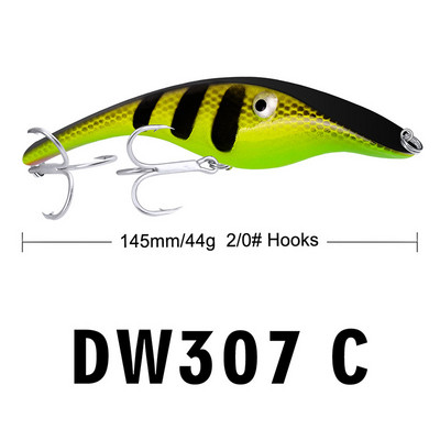 145 mm-es 44 g-os wobbler tengeri horgászcsali 3D Eyes úszó troll Jerkbait kemény műcsalik csuka csali jerk wobbler horgászfelszerelés