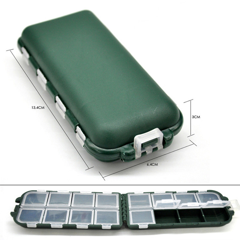 10 skyrių Mini žvejybos reikmenų dėžutė Žuvies masalai Kabliukai Masalai Plastikinis laikiklis Kvadratinis dėklas Pesca žvejybos reikmenys